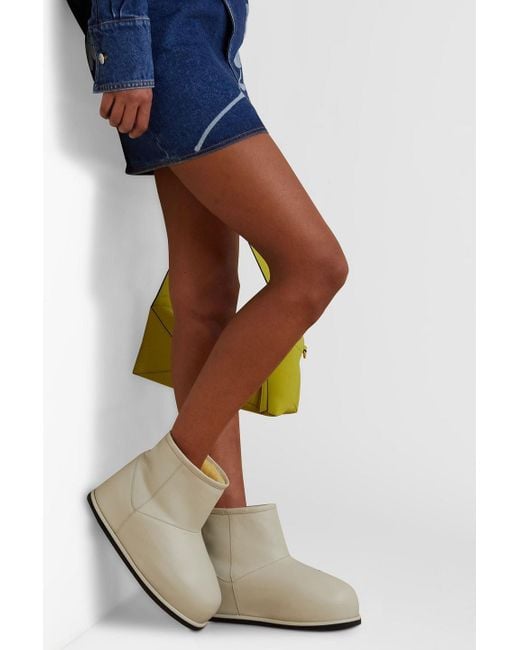 AMINA MUADDI Natural Heidi Shearling-lined Leather Platform Ankle Boots