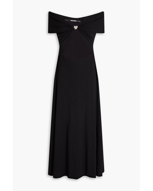 ROTATE BIRGER CHRISTENSEN Black Off-the-shoulder Cutout Jersey Midi Dress