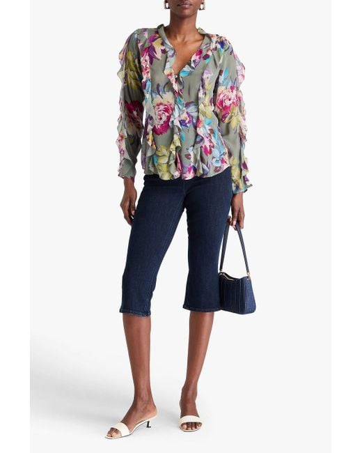 Nicholas White Bluse aus seidenchiffon mit floralem print und rüschen