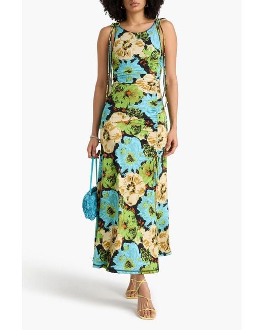 long sleeve navy floral maxi dress NicoBlu Angelina Maxi Crinkle Chiffon Dress in Navy Florals 8