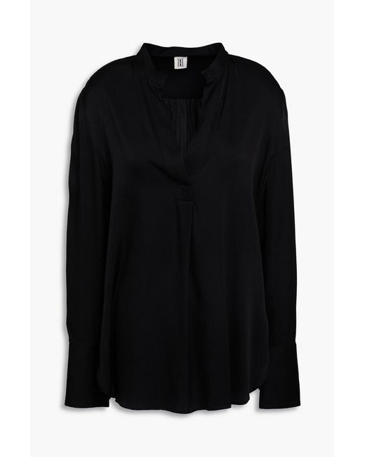 By Malene Birger Black Silk-Blend Satin Tunic