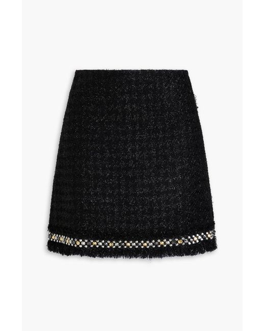 Versace Black Studded Tinsel-Tweed Mini Skirt