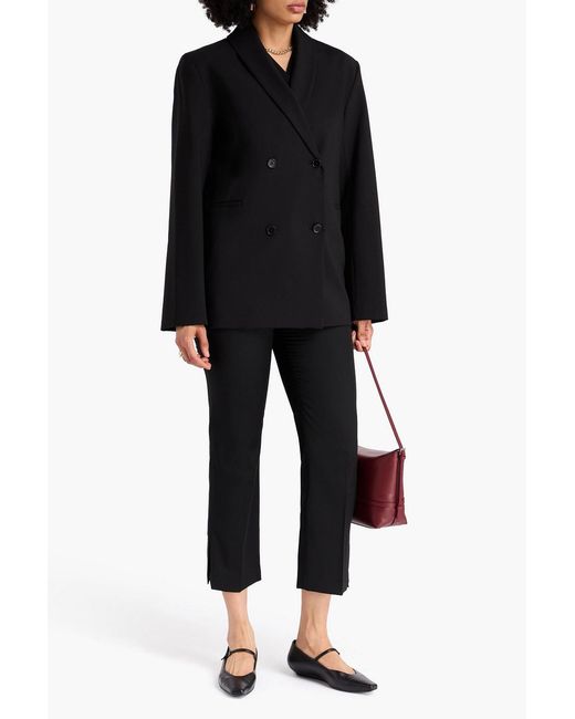 Loulou de Saison Black Sancia Double-Breasted Wool-Blend Twill Blazer