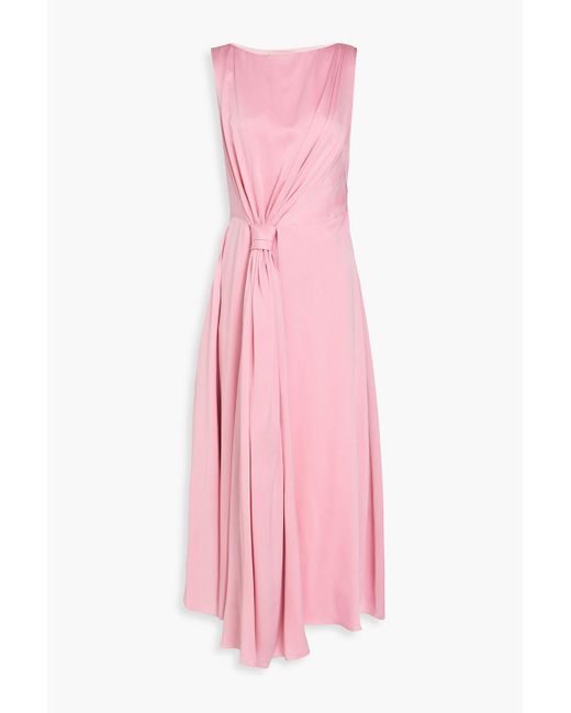 Roksanda Pink Talura Draped Washed Silk-satin Midi Dress
