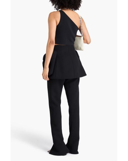 A.W.A.K.E. MODE Black Skirt-Effect Crepe Flared Pants