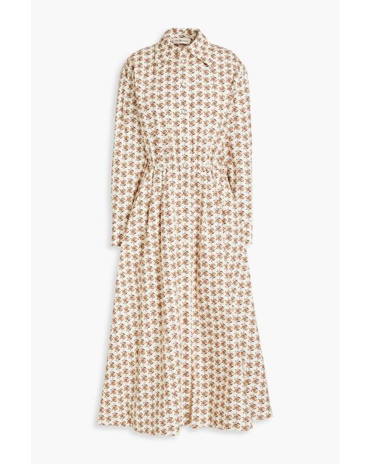 Tory Burch Natural Dandelion Printed Cotton-poplin Midi Dress