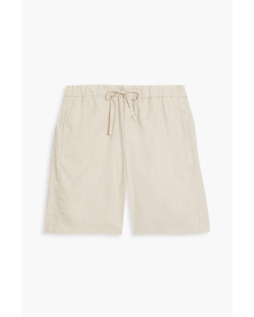 Frescobol Carioca Natural Herringbone Linen And Cotton-blend Drawstring Shorts for men