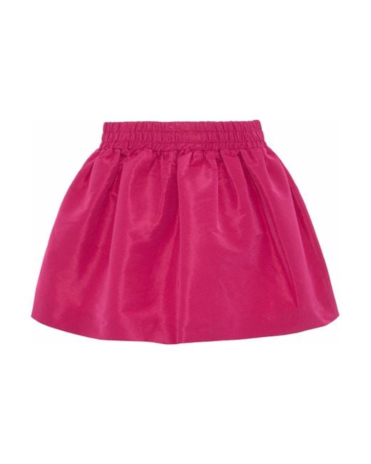 RED Valentino Pink Gathered Faille Mini Skirt Fuchsia