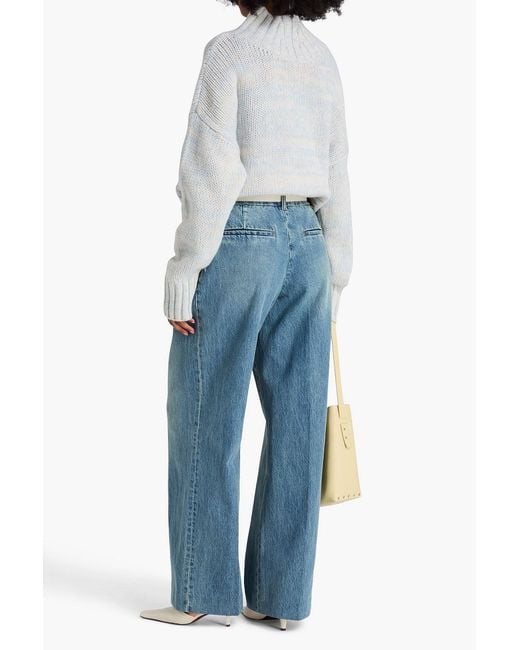 Zimmermann Blue Pleated High-Rise Wide-Leg Jeans