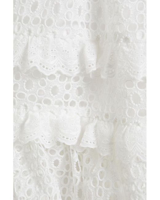 Aje. White Lita Ruffled Broderie Anglaise Cotton Mini Skirt