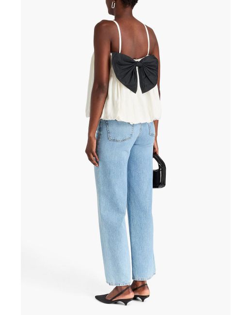 Maje White Pleated Twill Top