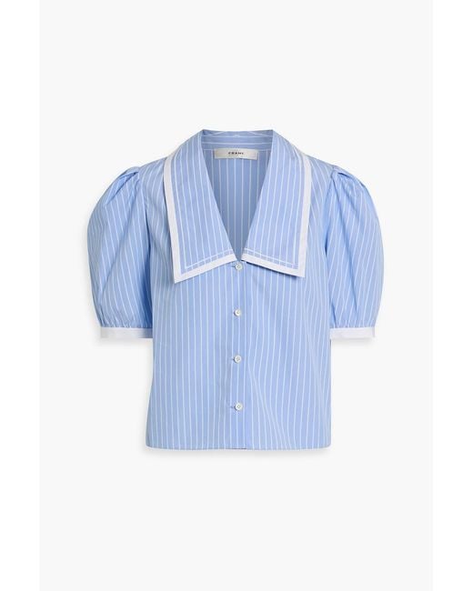 FRAME Blue The Stripe Sailor Cotton-poplin Blouse