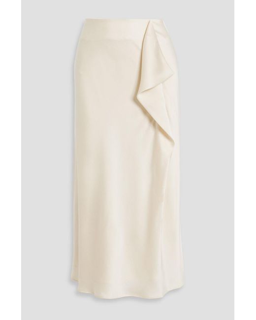 Jonathan Simkhai Natural Blane Draped Satin-Crepe Midi Skirt