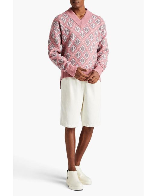 Dior Pink Jacquard-knit Wool And Cashmere-blend Sweater for men
