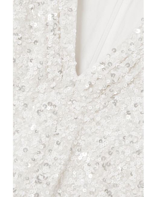 retroféte White Camille Sequined Chiffon Maxi Dress