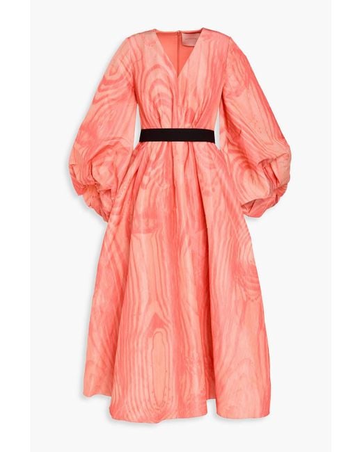 Roksanda Pink Bedrucktes midikleid "yasha" aus taft mit gürtel