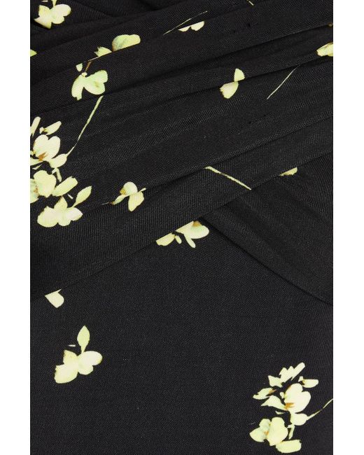 Cara Cara Black Mirana Ruched Floral-print Jersey Maxi Dress