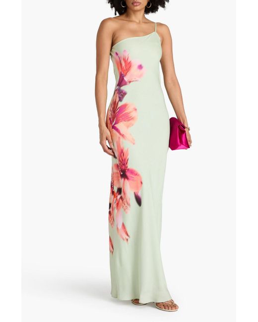 10 Crosby Derek Lam White Milou One-shoulder Floral-print Crepe Gown