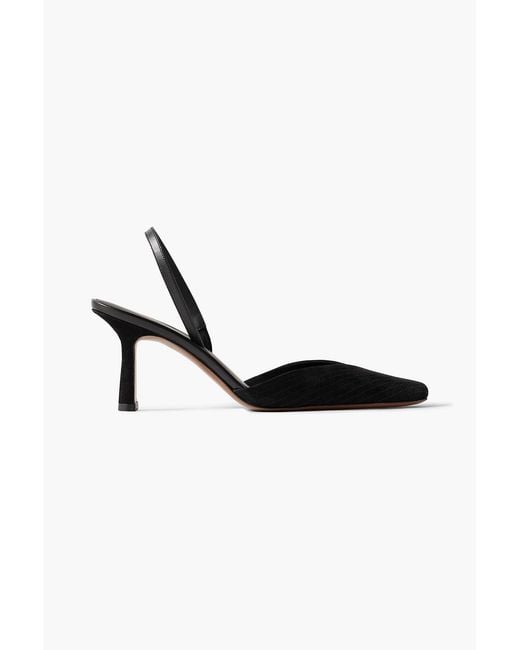 Neous Black Dilmun Leather-Trimmed Suede Slingback Pumps