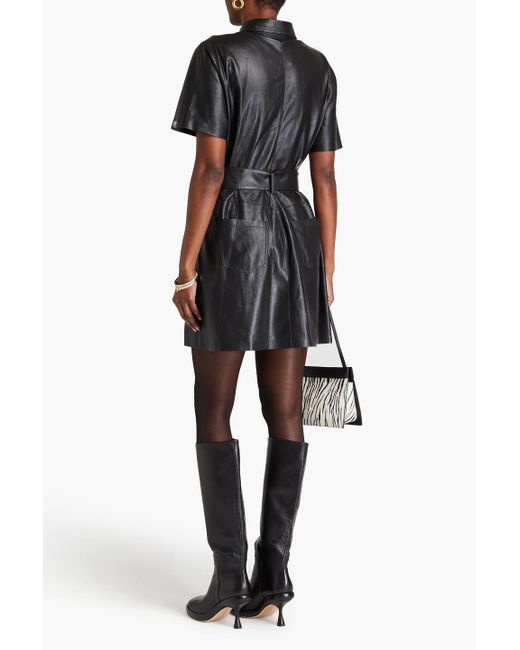 Nanushka Black Belted Mini Shirt Dress