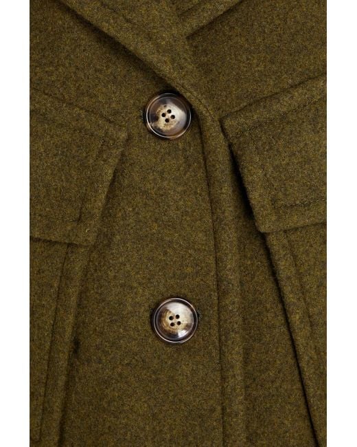 Victoria Beckham Green Wool-blend Felt Coat