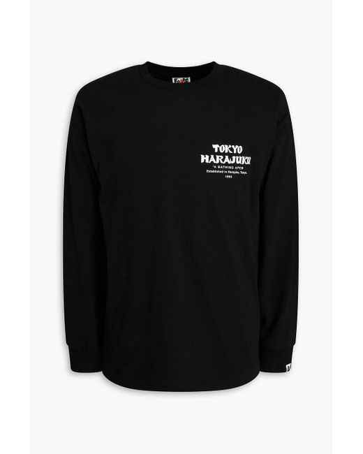 A Bathing Ape Black Printed Cotton-jersey T-shirt for men
