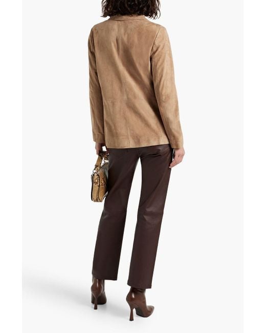 Max Mara Natural Linfa Double-breasted Suede Blazer