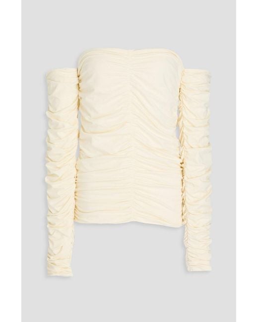 Rohe Natural Off-the-shoulder Ruched Stretch-cotton Jersey Top