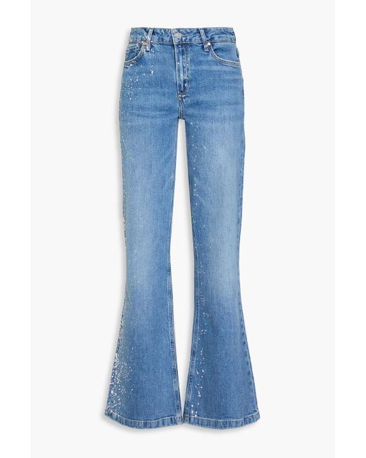 PAIGE Blue Sabine Pained Mid-rise Bootcut Jeans
