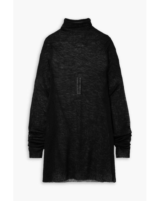 Rick Owens Black Shroud Wool Turtleneck Sweater
