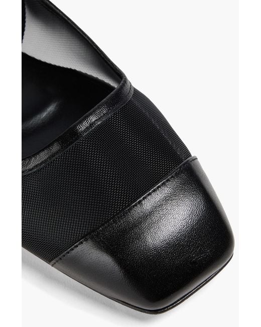 Aeyde Black Geraldine Mesh And Leather Slingback Flats