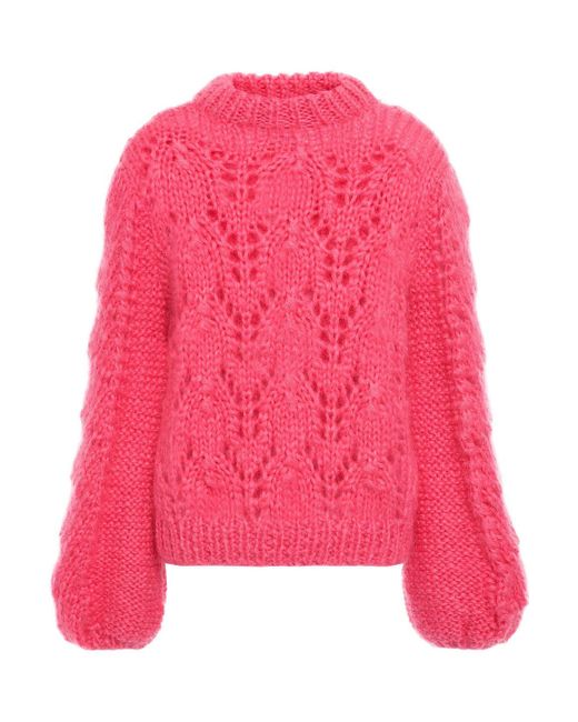 Ganni Wool Julliard Mohair Hot Pink Sweater | Lyst Canada