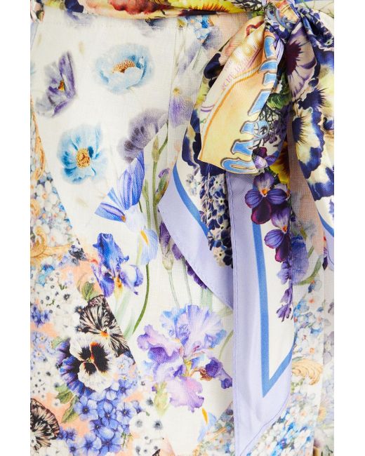 Zimmermann White Floral-print Linen-canvas Shorts