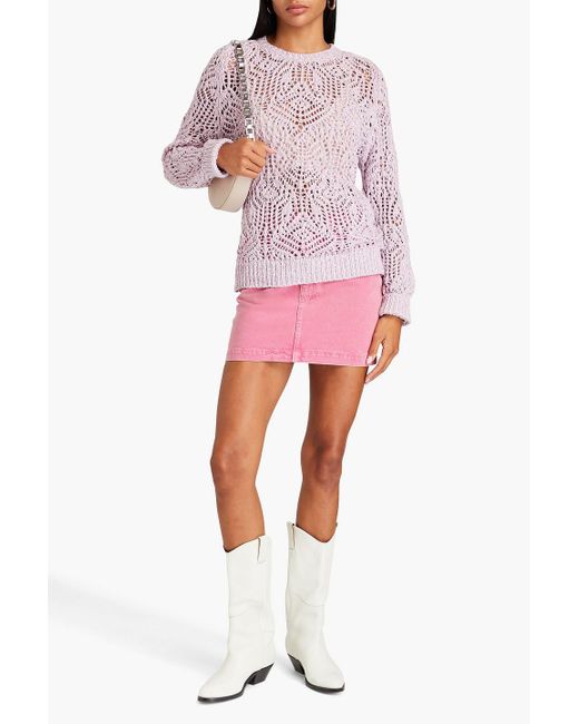 Maje Pink Open-knit Sweater