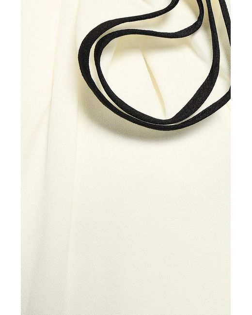 Halston Heritage White One-Shoulder Ruffled Stretch-Crepe Midi Dress