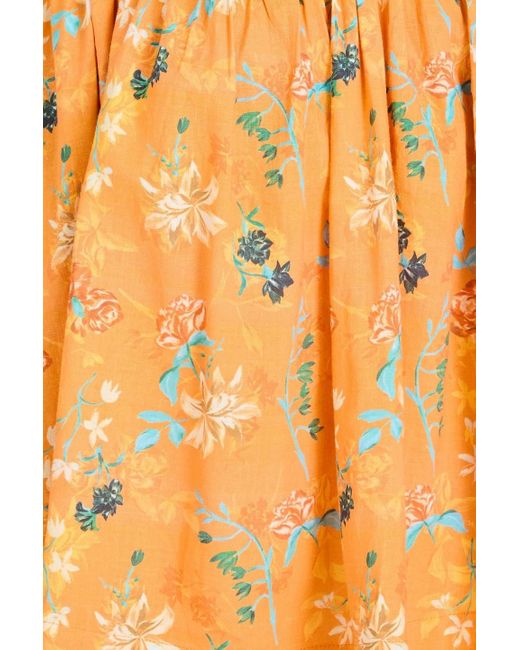 Solid & Striped Orange The Renata Cutout Floral-print Linen-blend Mini Dress