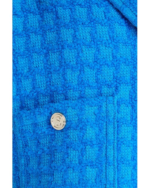 Sandro Blue Cropped Bouclé-tweed Jacket