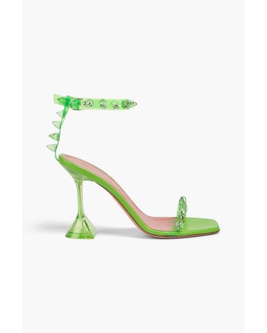 AMINA MUADDI Green Julia Spiked Pvc And Leather Sandals