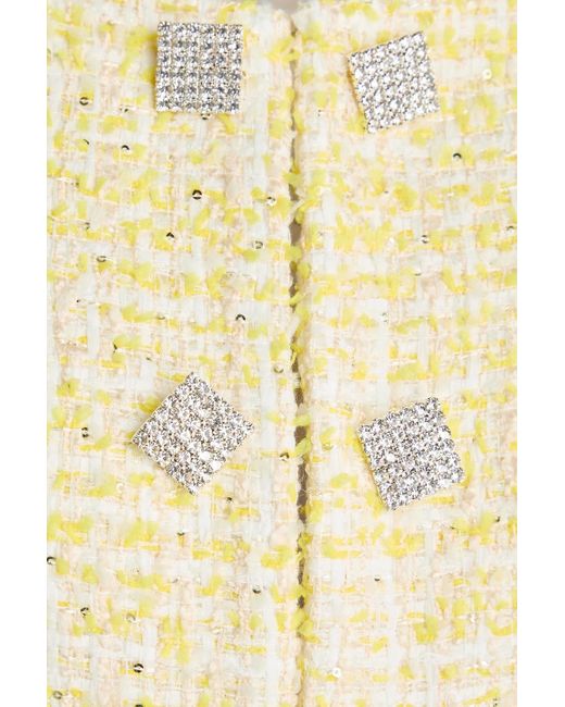 ROTATE BIRGER CHRISTENSEN Yellow Sequin-Embellished Tweed Jacket