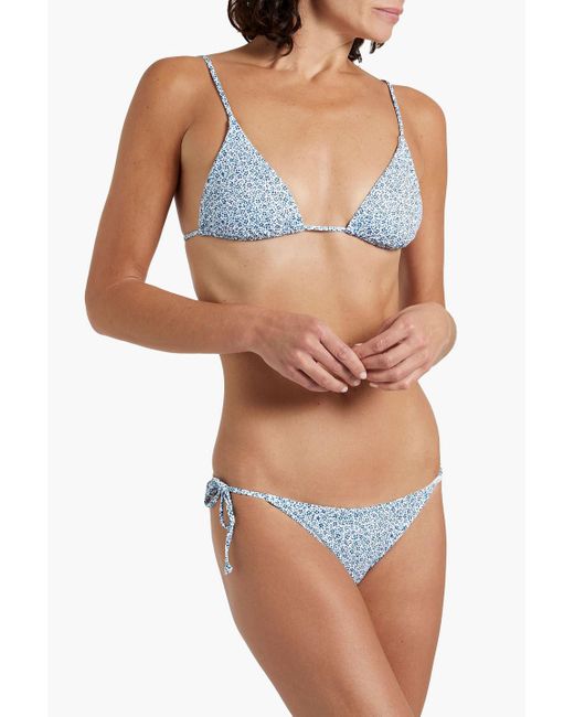 Onia Blue Alexa Floral-print Triangle Bikini Top