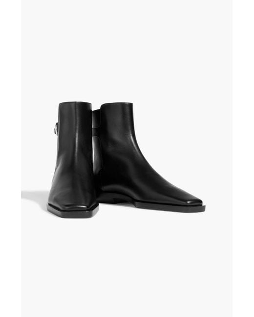 Totême  Black Buckled Leather Ankle Boots