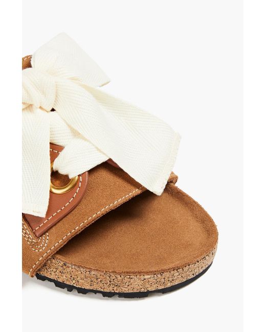Zimmermann Bowdetailed Leather And Suede Slides