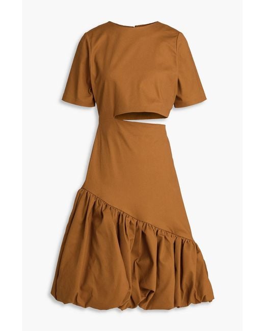 Kika Vargas Brown Cutout Cotton-blend Twill Dress