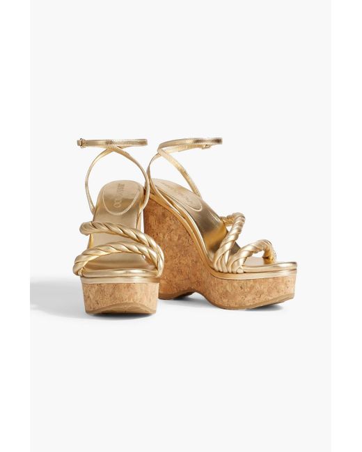 Jimmy Choo Natural Diosa 130 Twisted Leather Wedge Sandals
