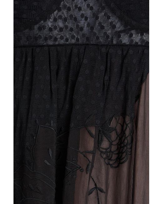 FARM Rio Embroidered Point D'esprit And Organza Midi Dress in Black | Lyst  Canada