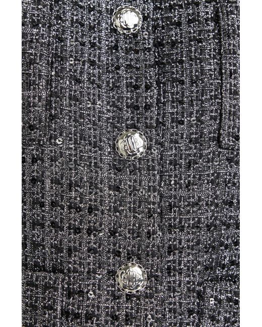 Maje Gray Sequin-Embellished Metallic Tweed Jacket