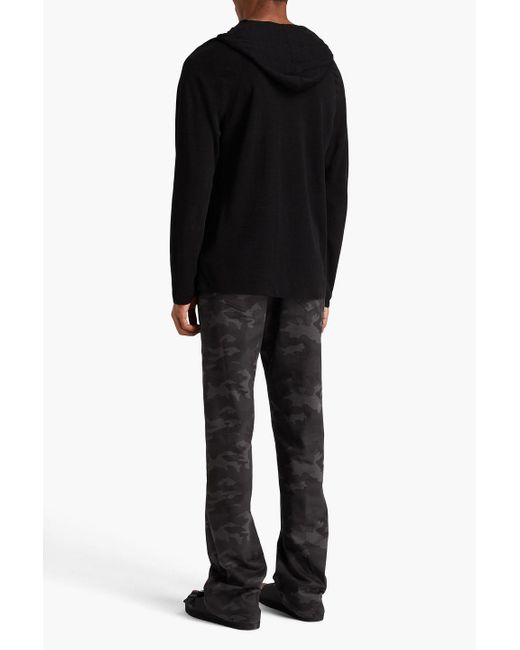 James Perse Black Linen-blend Hooded Sweater for men