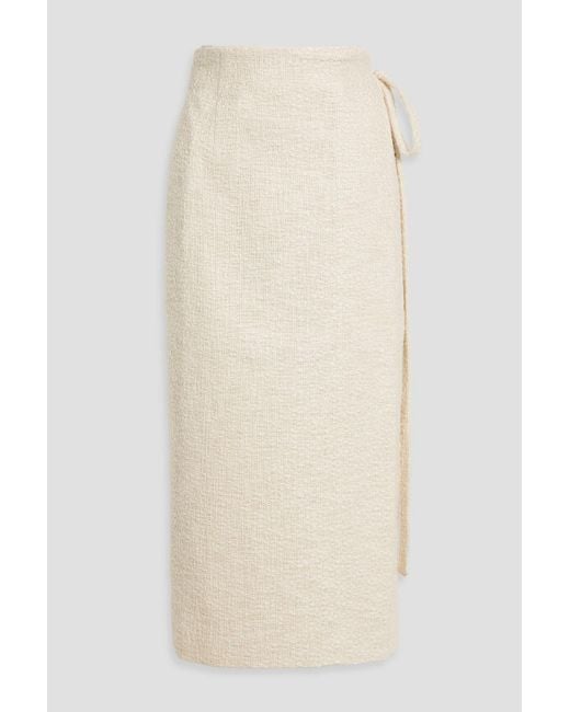 Another Tomorrow Natural Cotton-Tweed Midi Wrap Skirt