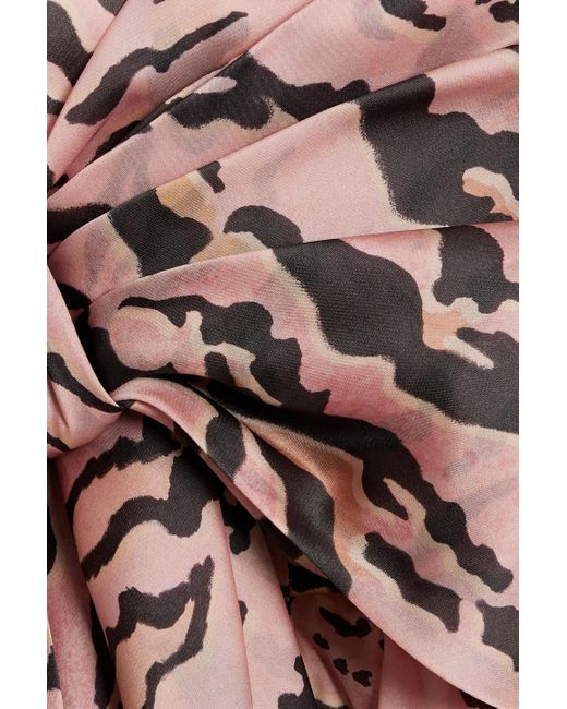 Zimmermann Pink Strapless Bow-detailed Zebra-print Silk-organza Mini Dress