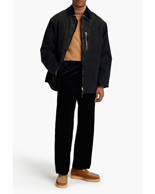 Acne Blue Zip-detailed Cotton-blend Velvet Pants for men